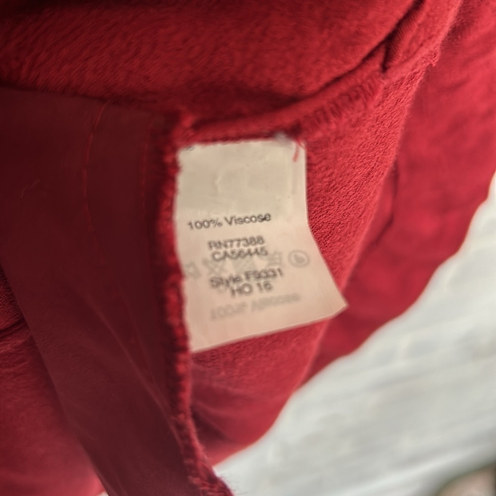MADEWELL Dress Du Jour Tunic Dress Size XXS V-Neck Pockets L/S Red Garnet Womens - Picture 8 of 11